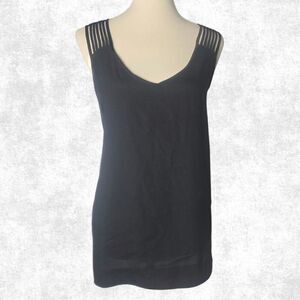 Naked Zebra Women’s Black Strappy V-Neck Cami Top – Size Large